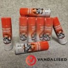 Campervan carpet adhesive - a pile of cans