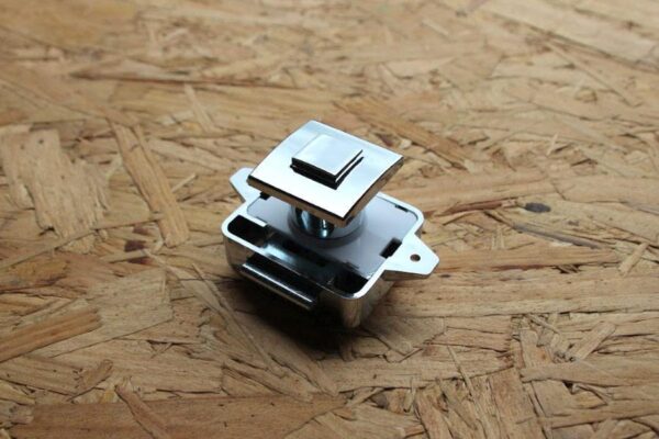Square push lock in chrome