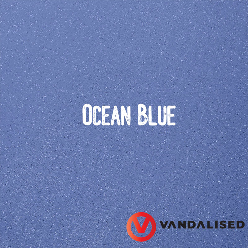 Campervan flooring vinyl close up - Blue