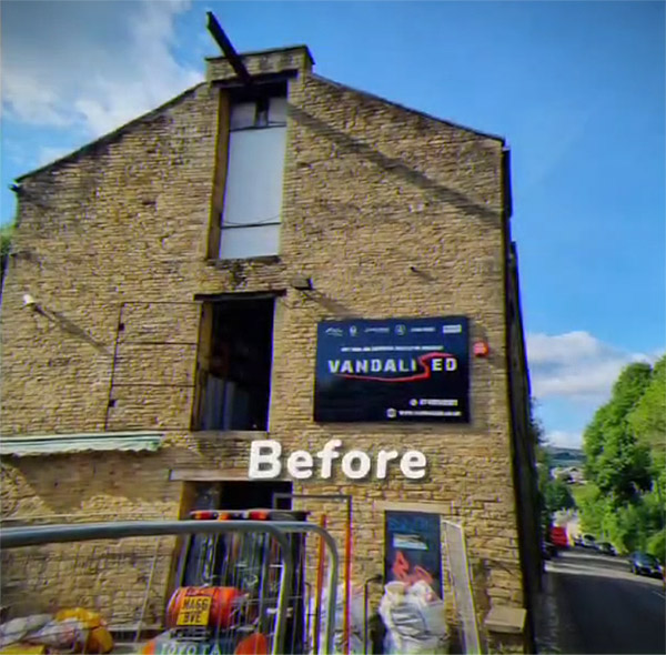 Vandalised warehouse - before makeover