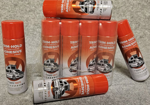 Campervan fitting accessories - cans of adhesive